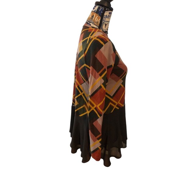 LOGO by Lori Goldstein Women's Long Sleeve Blouse Multicolor Fall Plaid Sz XS - Picture 12 of 16